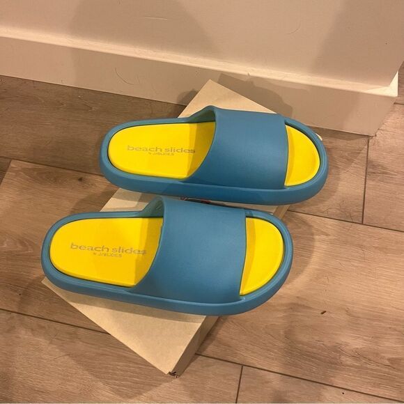 J/Slides Beach Slides SQUISH Turquoise/Yellow EVA NEW size 8 - Picture 11 of 14